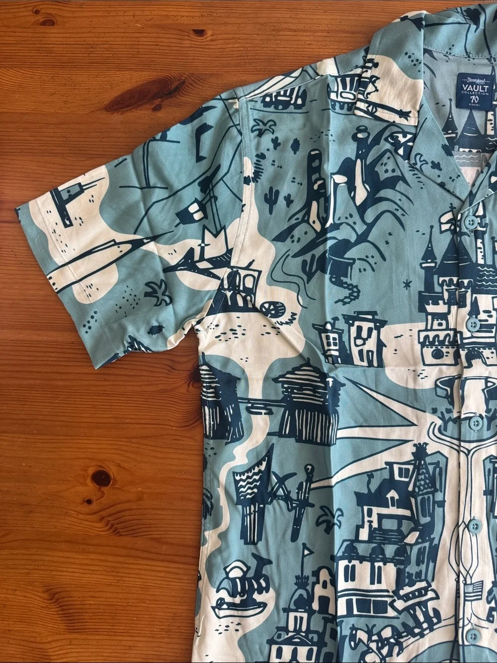 Disney Disneyland Vault 70th Anniversary Map Design Button Down Tee Shirt